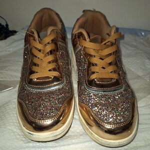 Zullaz Women's Gold Bling Tennis Shoes Sneaker Sparkly Metallic Glitter Size 10